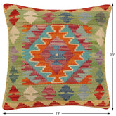 handmade Traditional Pillow Rust Blue Hand-Woven SQUARE 100% WOOL  Hand woven turkish pillow  PILLOW